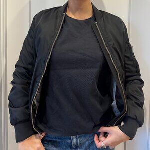 Aritzia Black Nylon Bomber Jacket